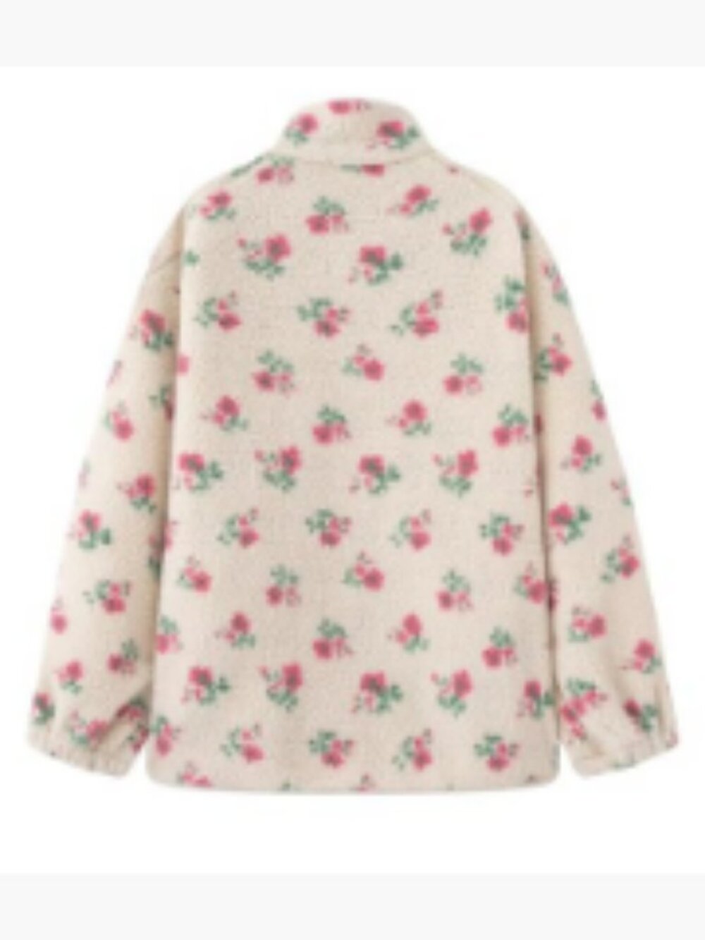 Women's Winter Casual Spliced Floral Fleece Jacket Fuzzy Oversized Faux Fur - Picture 7 of 7